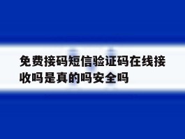 免费接码短信验证码在线接收吗是真的吗安全吗