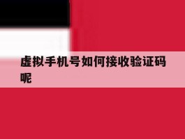虚拟手机号如何接收验证码呢