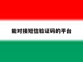 能对接短信验证码的平台