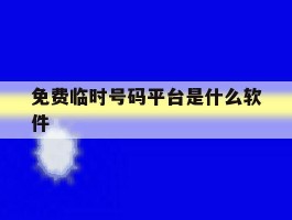免费临时号码平台是什么软件