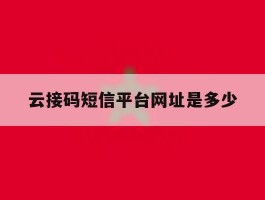 云接码短信平台网址是多少