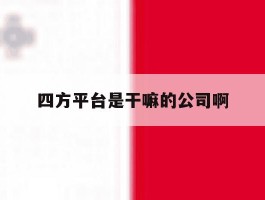 四方平台是干嘛的公司啊