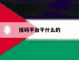 接码平台干什么的
