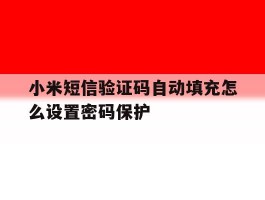 小米短信验证码自动填充怎么设置密码保护
