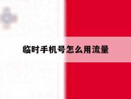 临时手机号怎么用流量