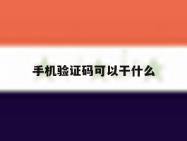 手机验证码可以干什么