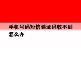 手机号码短信验证码收不到怎么办