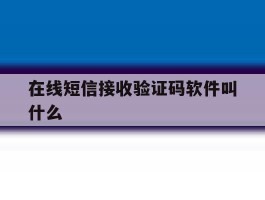 在线短信接收验证码软件叫什么
