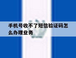 手机号收不了短信验证码怎么办理业务