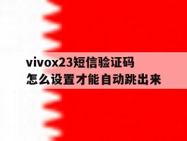 vivox23短信验证码怎么设置才能自动跳出来