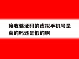 接收验证码的虚拟手机号是真的吗还是假的啊的简单介绍