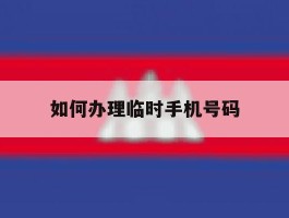 如何办理临时手机号码
