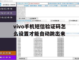 vivo手机短信验证码怎么设置才能自动跳出来