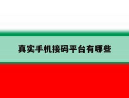真实手机接码平台有哪些