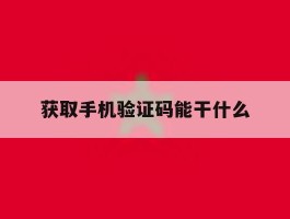 获取手机验证码能干什么
