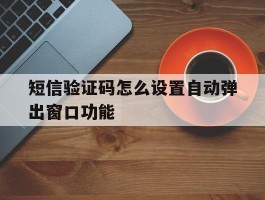 短信验证码怎么设置自动弹出窗口功能