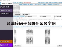 台湾接码平台叫什么名字啊的简单介绍