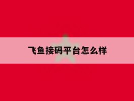 飞鱼接码平台怎么样