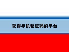 获得手机验证码的平台