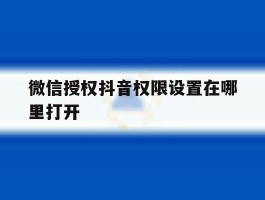 微信授权抖音权限设置在哪里打开