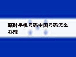 临时手机号码中国号码怎么办理