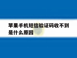 苹果手机短信验证码收不到是什么原因