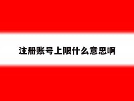 注册账号上限什么意思啊