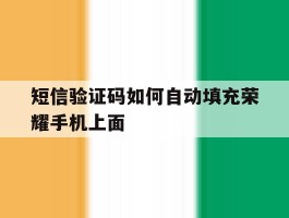 短信验证码如何自动填充荣耀手机上面