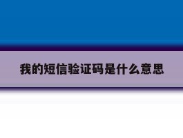 我的短信验证码是什么意思