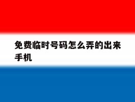 免费临时号码怎么弄的出来手机
