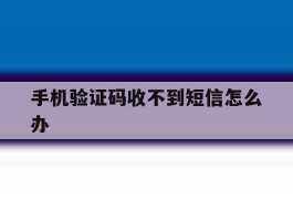 手机验证码收不到短信怎么办