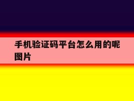 手机验证码平台怎么用的呢图片的简单介绍
