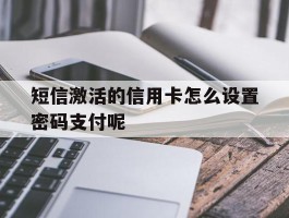 短信激活的信用卡怎么设置密码支付呢的简单介绍