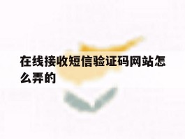 在线接收短信验证码网站怎么弄的