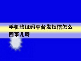 关于手机验证码平台发短信怎么回事儿呀的信息