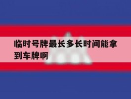 关于临时号牌最长多长时间能拿到车牌啊的信息