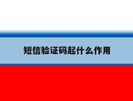 短信验证码起什么作用