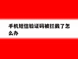 手机短信验证码被拦截了怎么办