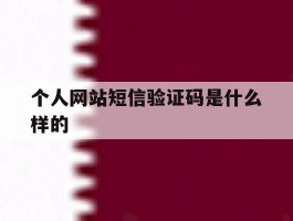 个人网站短信验证码是什么样的