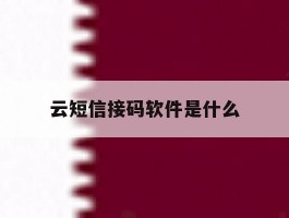 云短信接码软件是什么