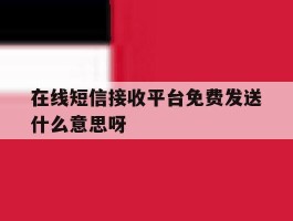 在线短信接收平台免费发送什么意思呀