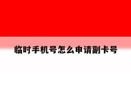 临时手机号怎么申请副卡号