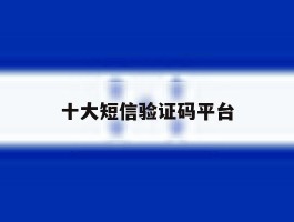 十大短信验证码平台