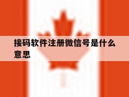接码软件注册微信号是什么意思