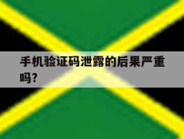 手机验证码泄露的后果严重吗?