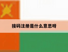 接码注册是什么意思呀