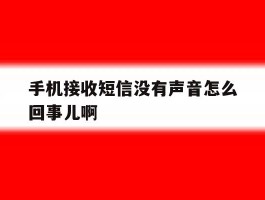 手机接收短信没有声音怎么回事儿啊