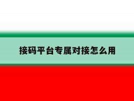 接码平台专属对接怎么用