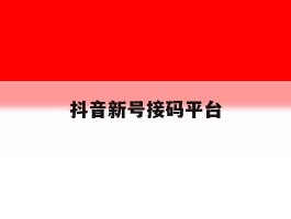 抖音新号接码平台