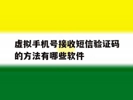 虚拟手机号接收短信验证码的方法有哪些软件的简单介绍